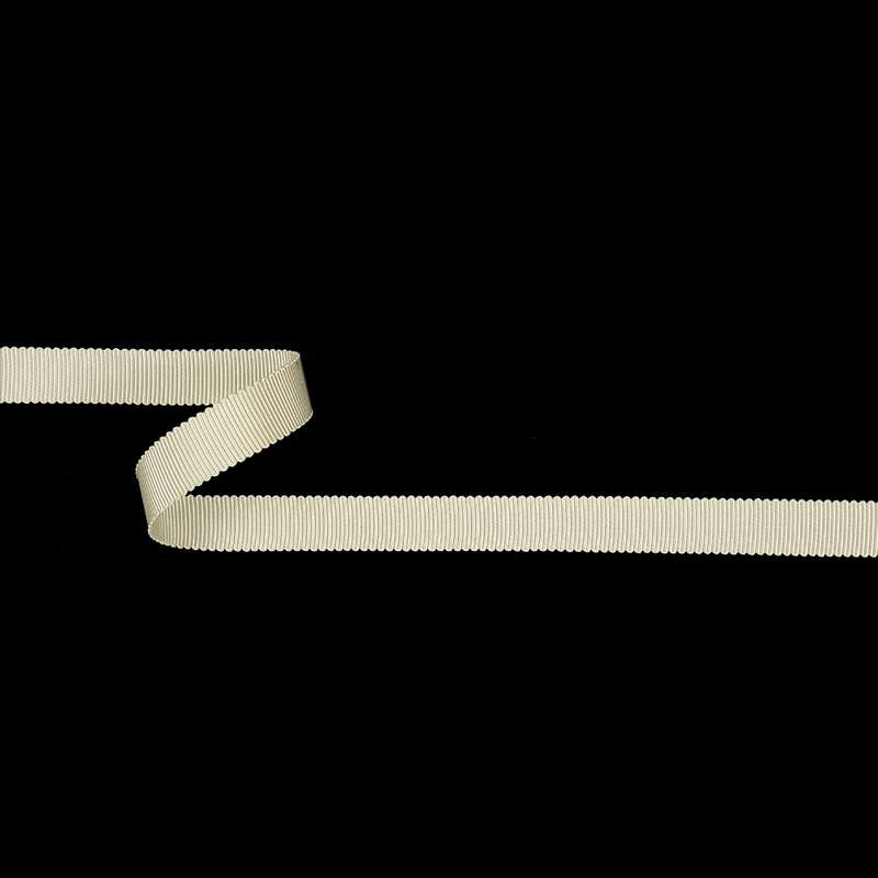 Almond Milk Recycled Polyester Petersham Grosgrain Ribbon – 12mm