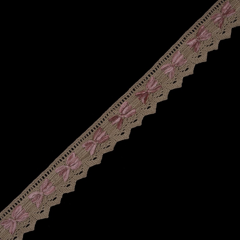 Beige and Pink Crochet Chenille Trim – 1.5″