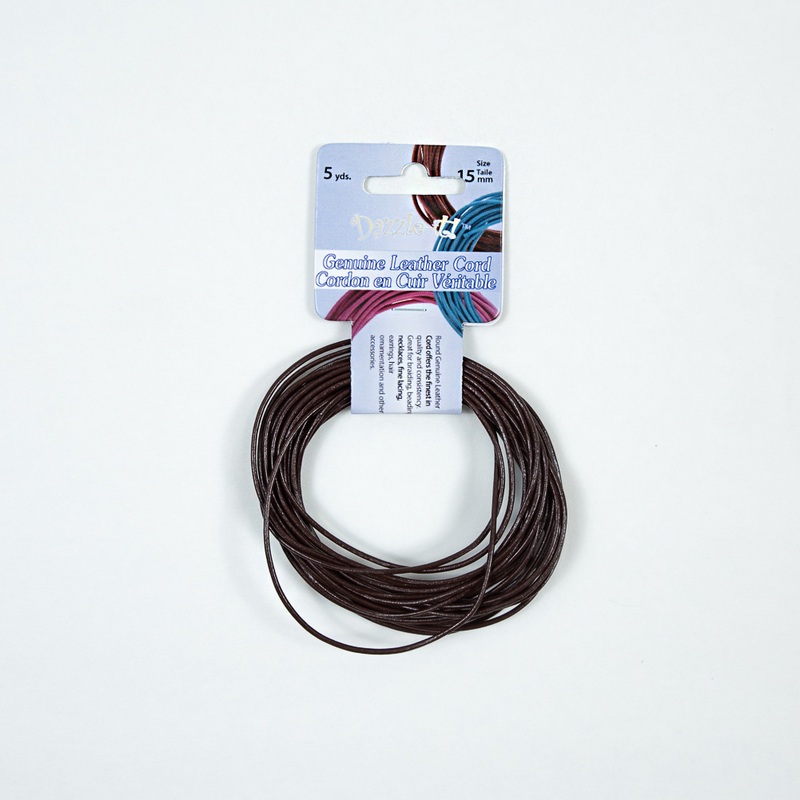 Dazzle-It Light Chocolate Genuine Leather Cord – 1.5mm