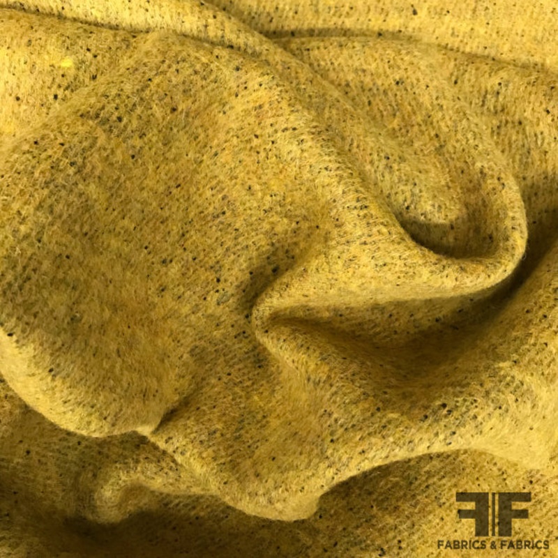 Italian Double Faced Wool – Mustard Yellow/Grey Fabric by the Yard