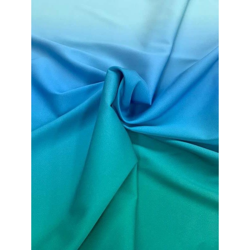 Ombr Stretch Heavy-Weight Silk Georgette – Aqua / Blue / Green Fabric by the Yard