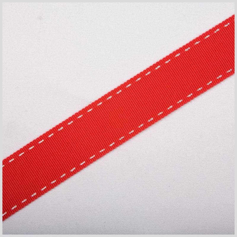7/8″ Red Stitched Grosgrain Ribbon