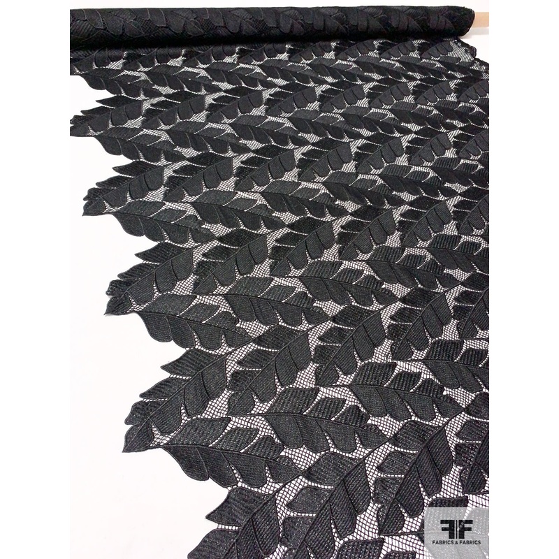 Double-Scalloped Leaf Guipure Lace – Black Fabric by the Yard
