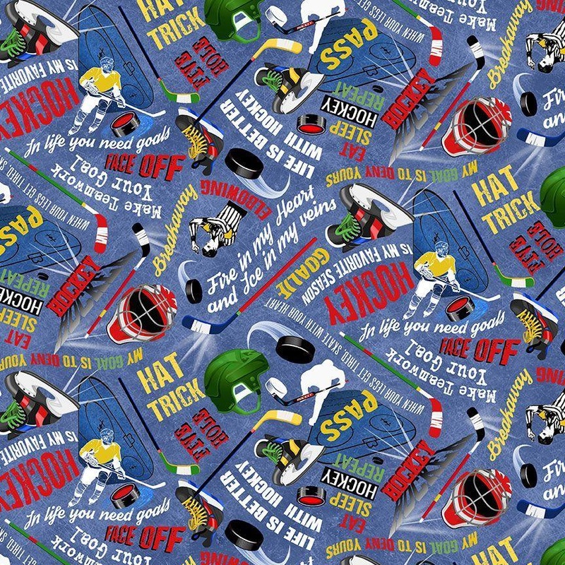 Hockey Star Text GAIL-CD3056 Denim