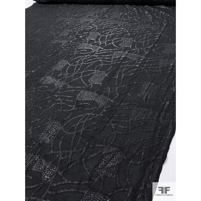 Italian Metallic Burnout Georgette – Black Fabric by the Yard