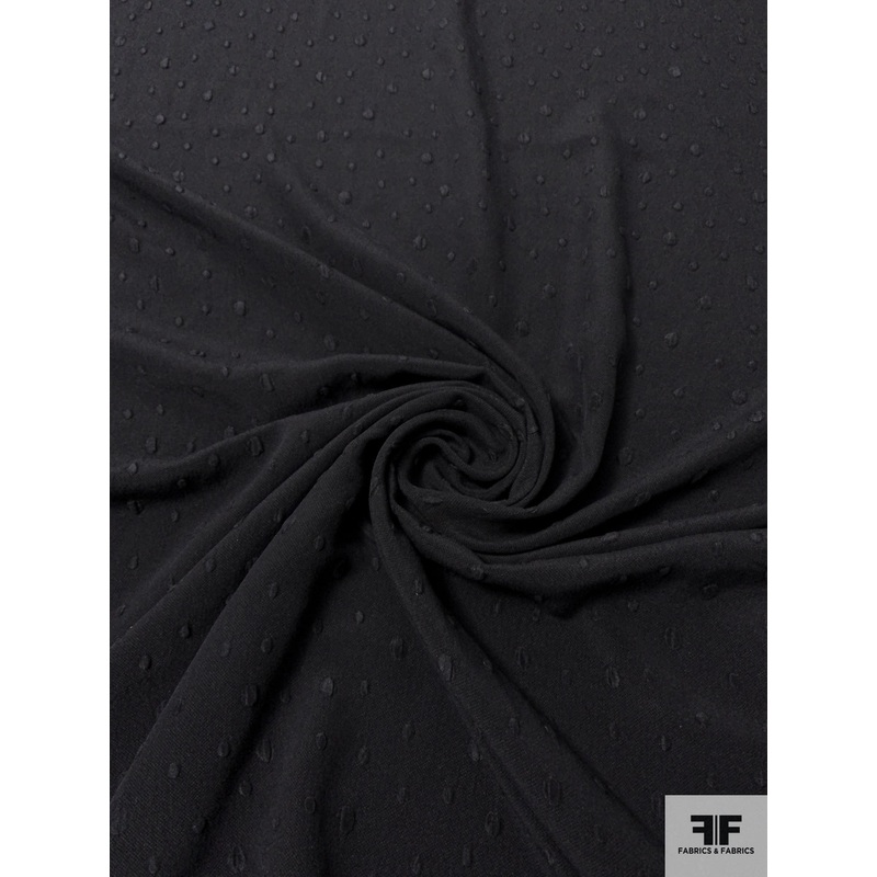 Poplin-Weave Silk with Textured Blister Dots – Black Fabric by the Yard