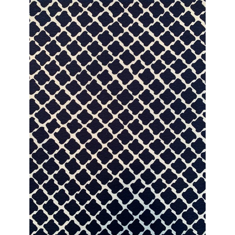 Swiss Houndstooth-Like Printed Cotton Pique – Midnight Navy / White Fabric by the Yard