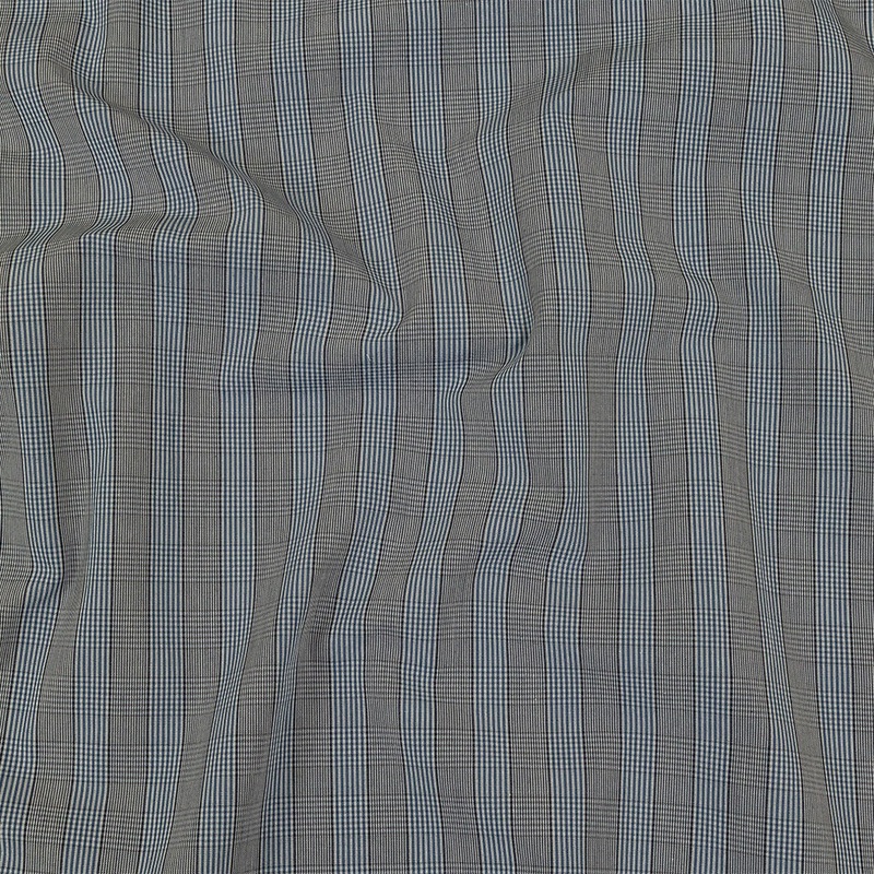 Charcoal, Blue and Gray Plaid Cotton Shirting