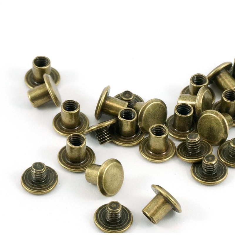 Chicago Screws – Medium – Antique Brass – 10 Pack