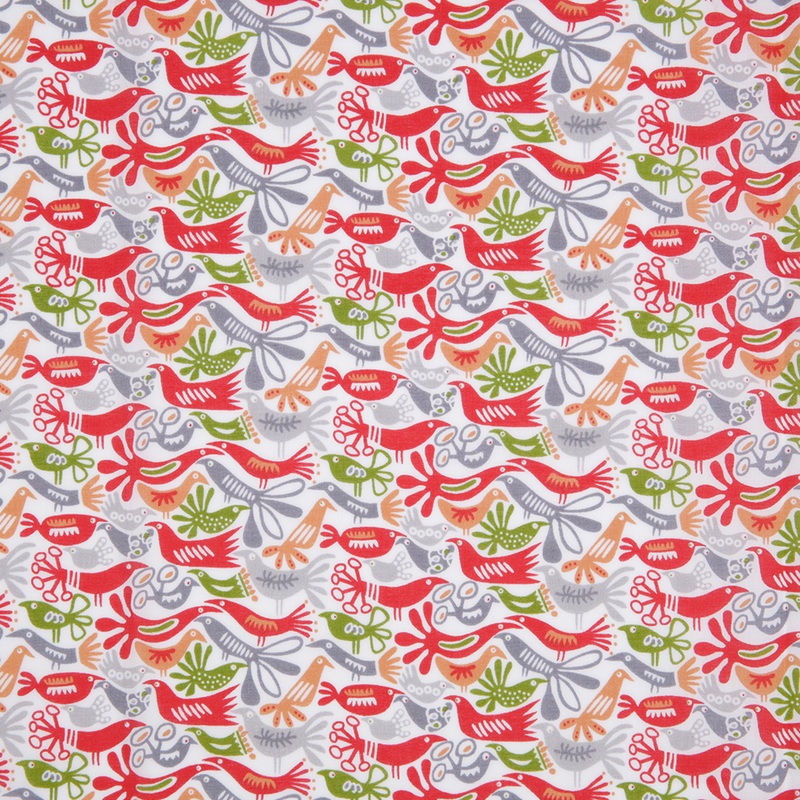 Cotton Voile – Red, Orange and Green Animal