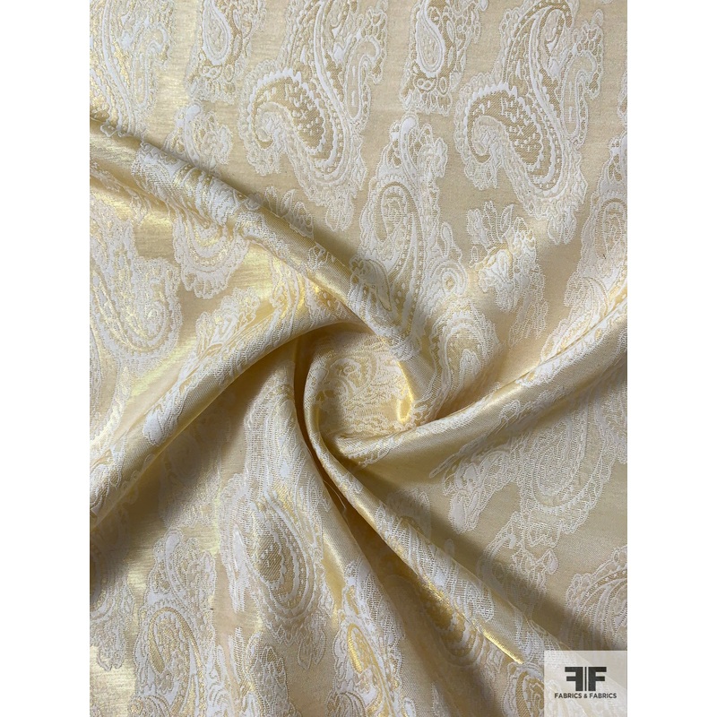 Metallic Paisley Brocade – Gold/Ivory Fabric by the Yard