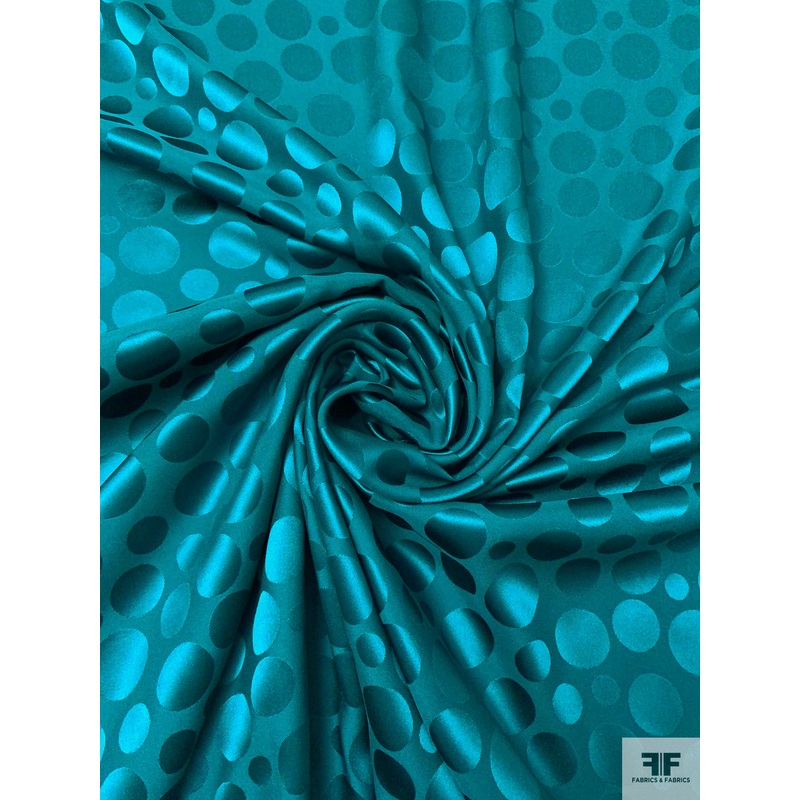 Polka Dots Jacquard Silk Charmeuse – Teal Fabric by the Yard
