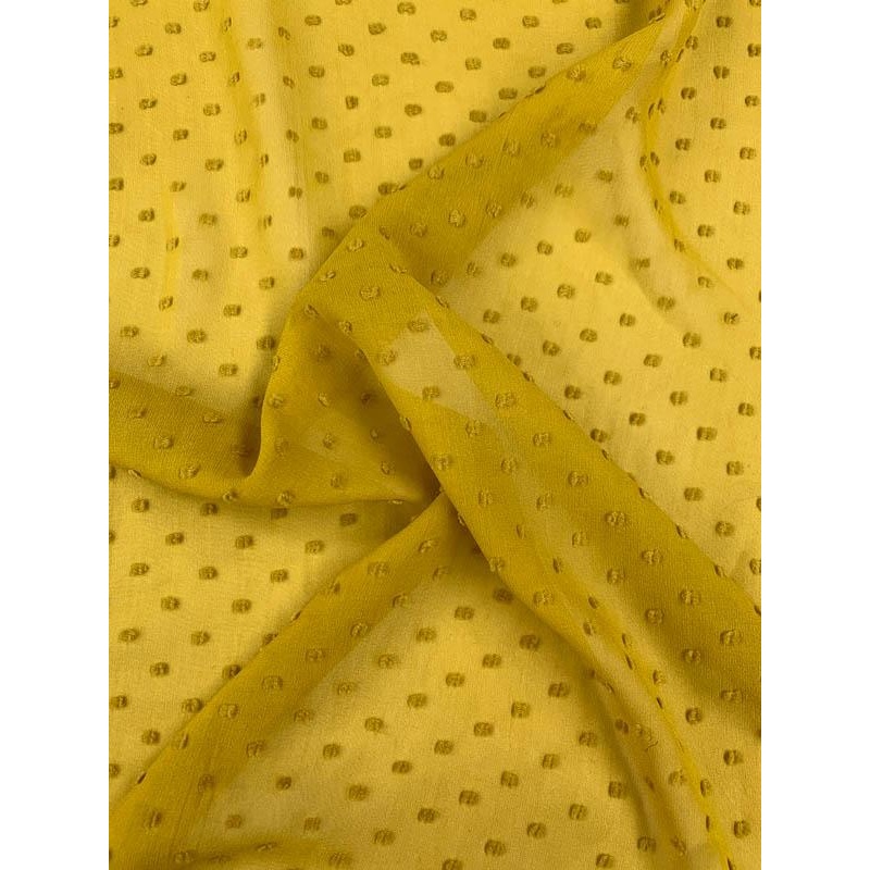 Small Dot Clip Silk Chiffon – Mustard Fabric by the Yard