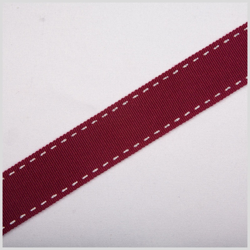 7/8″ Wine Stitched Grosgrain Ribbon