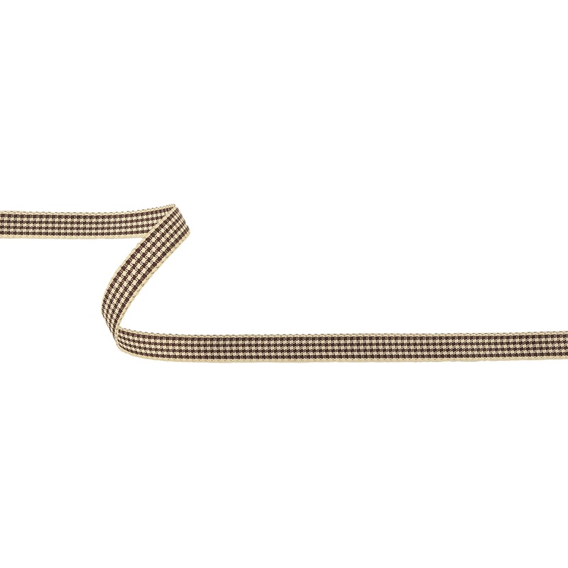 Brown and Cream Houndstooth Check Woven Ribbon – 0.375″