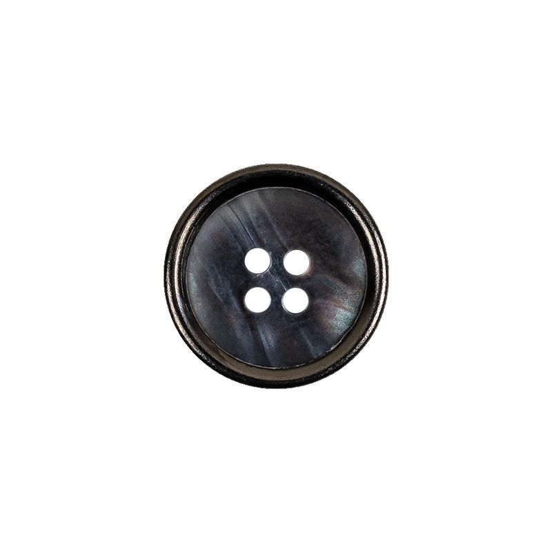 Italian Iridescent Gray 4 Hole Button with Gunmetal Rim – 25L/16mm