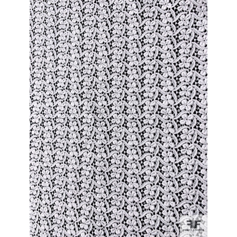 Swiss Floral Leaf Guipure Lace – White Fabric by the Yard