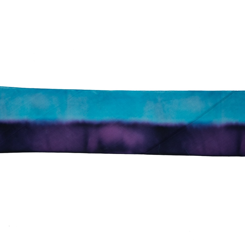 Aqua and Purple Ombre Hand Dyed Silk Ribbon – 3.875″