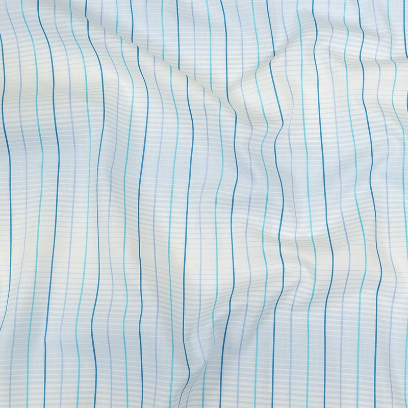 Blue, Aqua and White Gradient Pinstripes Cotton Shirting