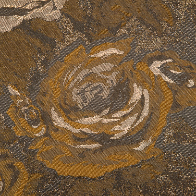 Brown/Orange/Gold Metallic Rose Patterned Brocade
