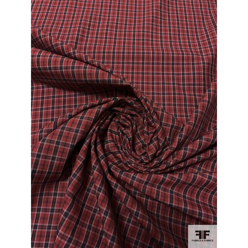 Made in Japan Plaid Cotton Shirting – Maroon / Navy / Evergreen / White Fabric by the Yard