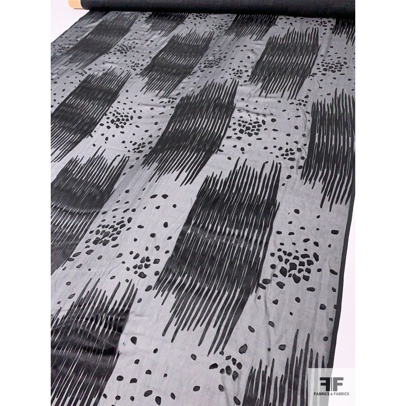 Streaks and Rocks Burnout Silk Blend Chiffon – Black Fabric by the Yard