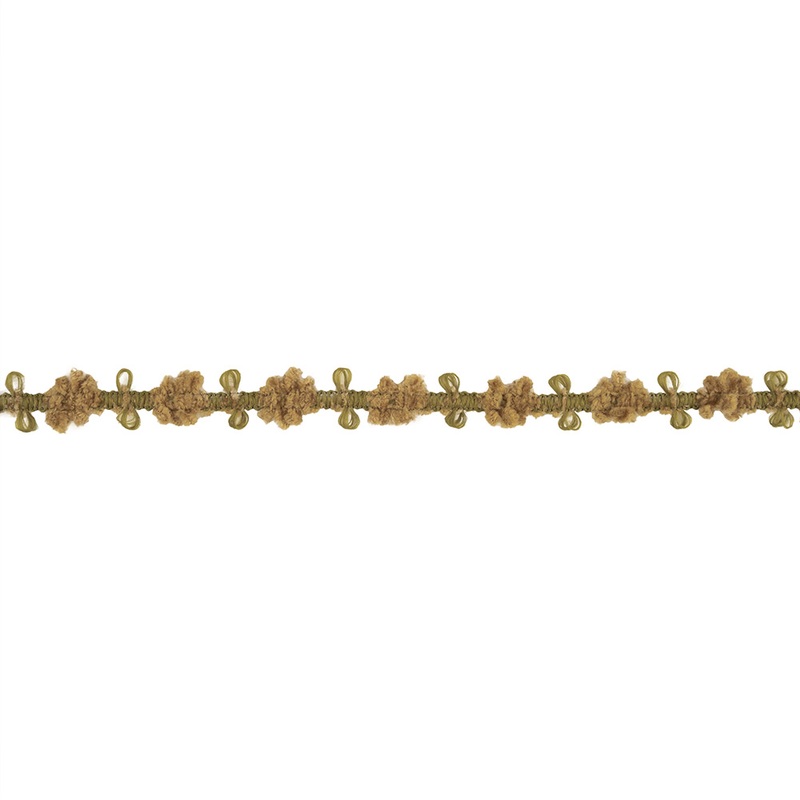 Beige and Moss Chenille Floral Trim – 0.75″