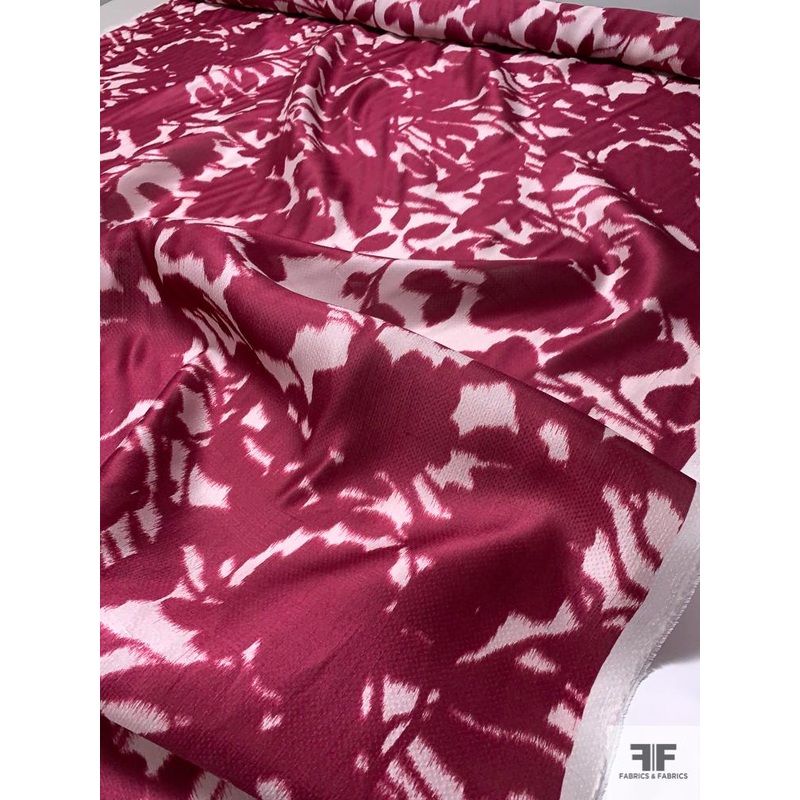 Prabal Gurung Hazy Floral Silk and Cotton Gazar with Slight Slubs – Berry / Light Pink Fabric by the Yard