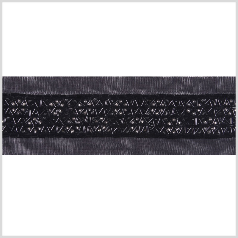1.125″ Black Fancy Beaded Trim