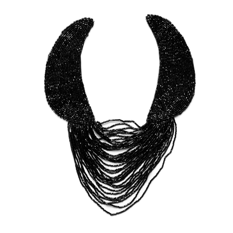 Black Beaded Neck Piece – 14.5″