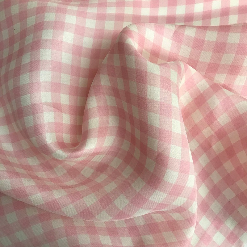 Gingham Silk Gazar – Pink/Ivory Fabric by the Yard