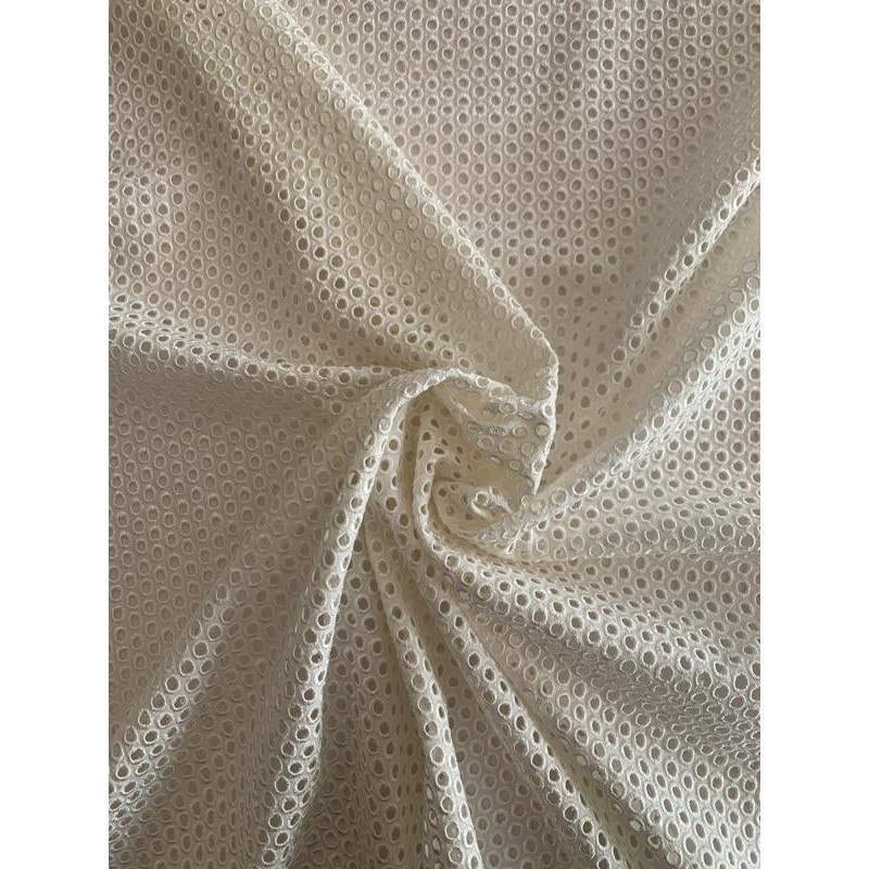 Italian Circles Embroidered Cotton Eyelet – Ivory Fabric by the Yard
