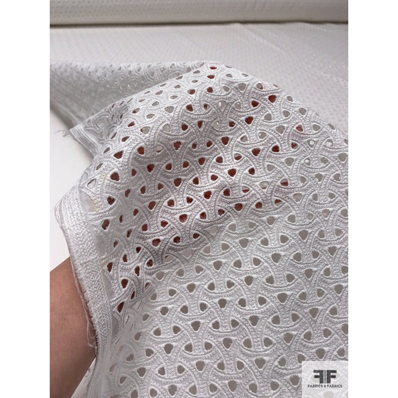 Lattice Rings Embroidered Eyelet Cotton – Off-White Fabric by the Yard