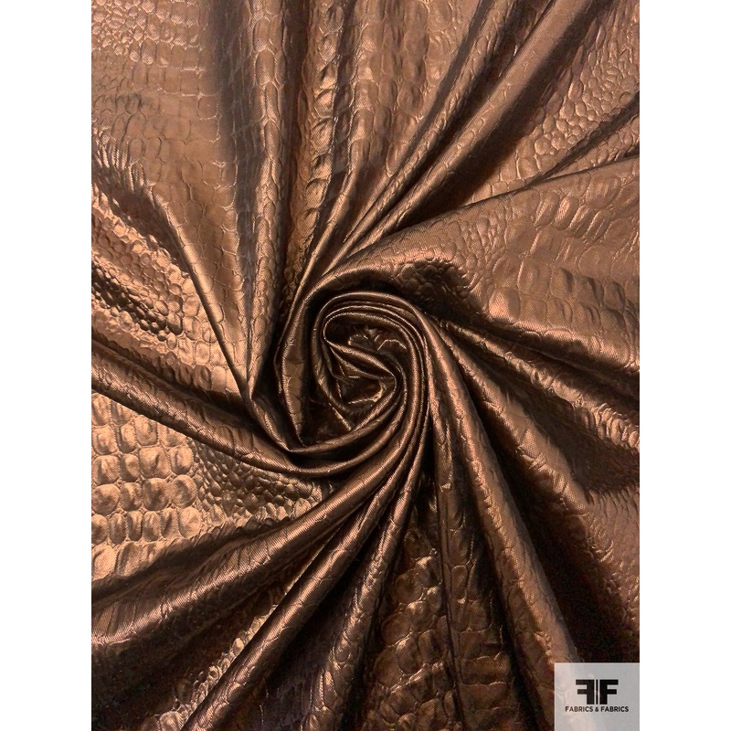Italian Reptile Pattern Embossed-Look Lam – Brown Copper Fabric by the Yard