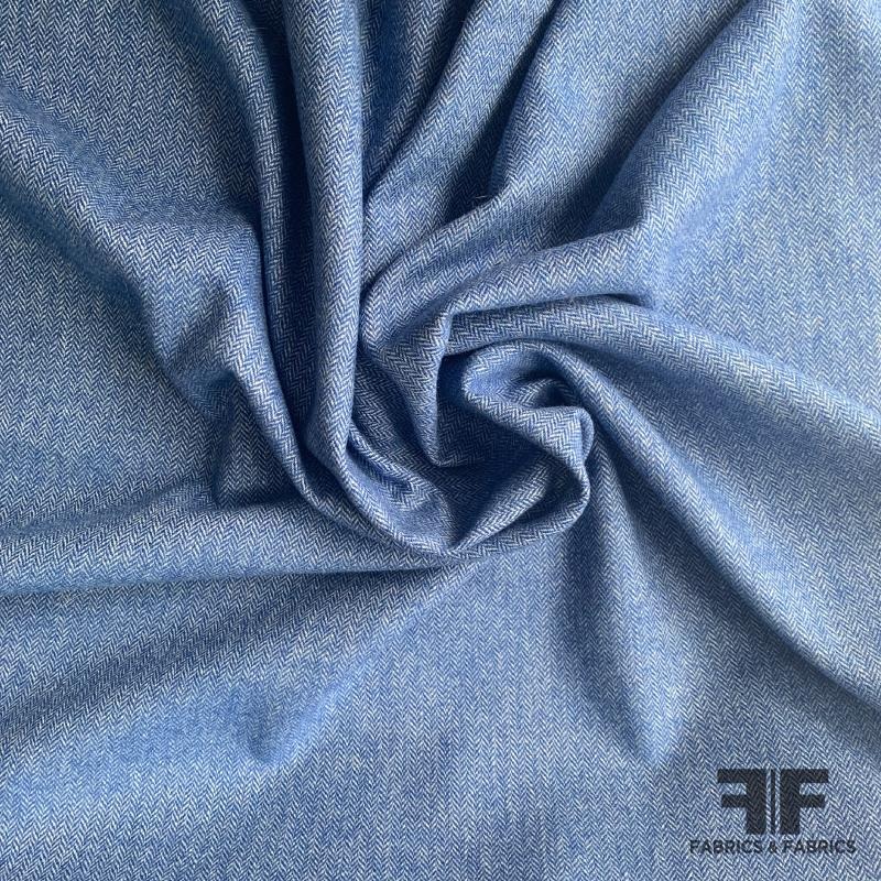 Italian Wool Herringbone Suiting – Blue Fabric by the Yard