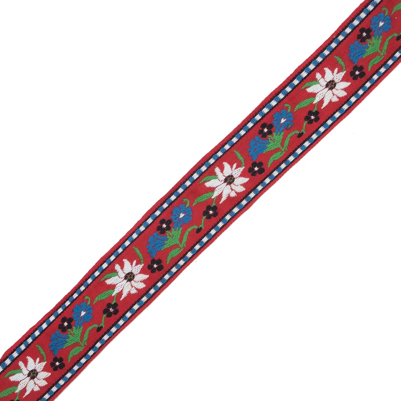 Red, Blue and Green Floral Jacquard Ribbon – 1.625″