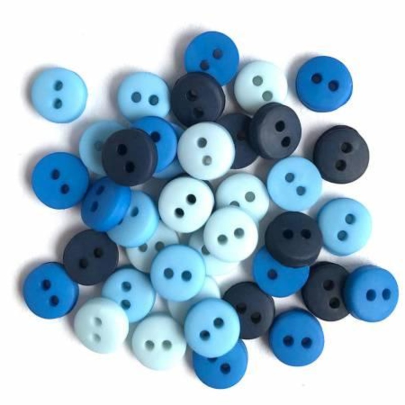 Tiny Buttons – Blues – 1/4″ – 35 Pieces