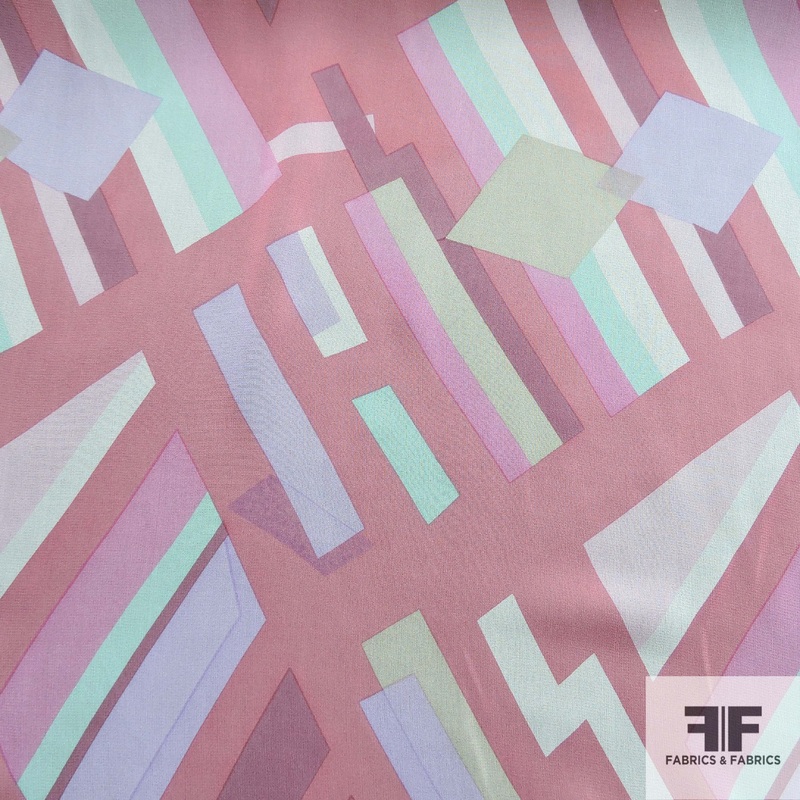 Geometric Printed Silk Chiffon – Multicolor Fabric by the Yard