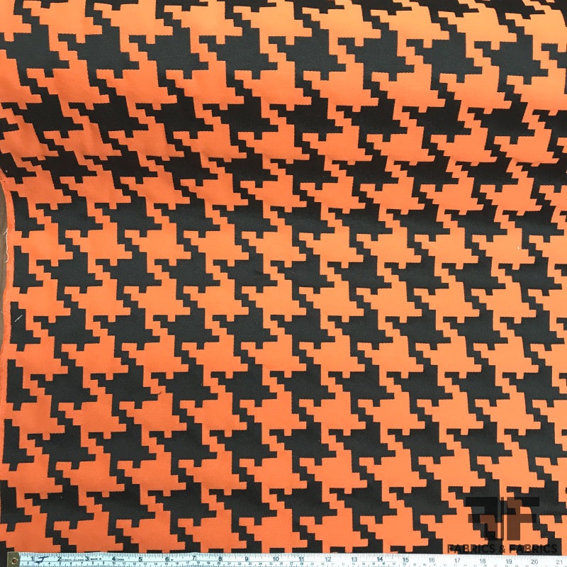 Houndstooth Brocade – Orange/Black Fabric by the Yard