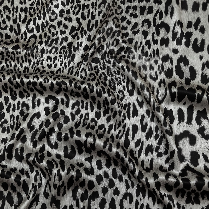Mood Exclusive Italian White and Black Leopard Silk Charmeuse Panel