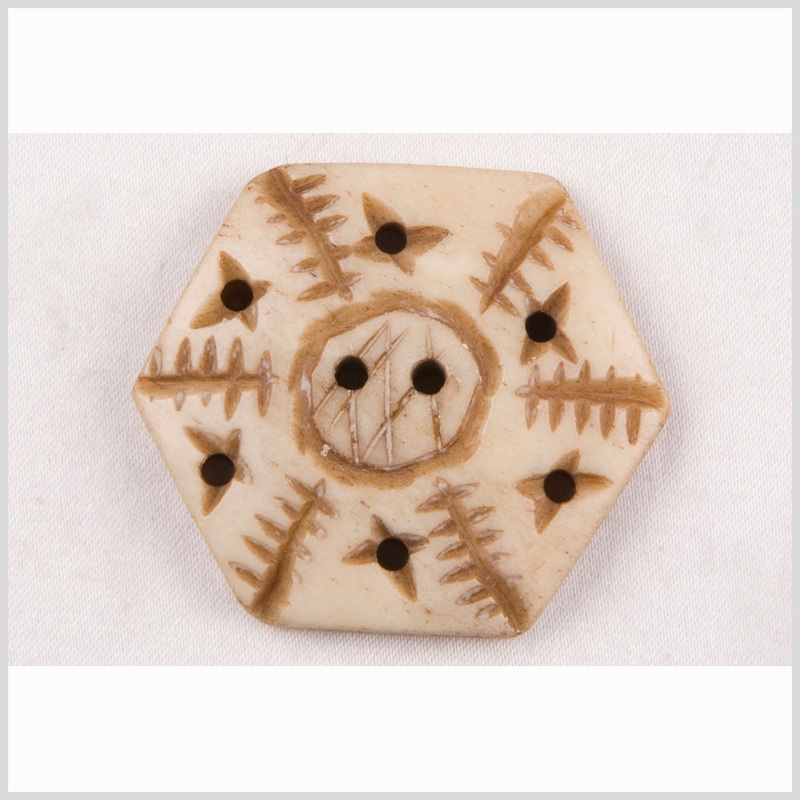 Natural Bone Hexagonal 2-Hole Button – 54L/34mm
