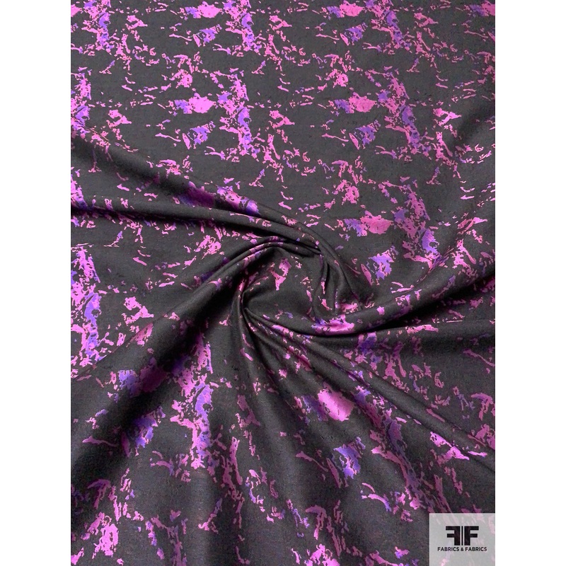 Dusk Abstract Floral Brocade – Orchid Pink / Violet / Black Fabric by the Yard