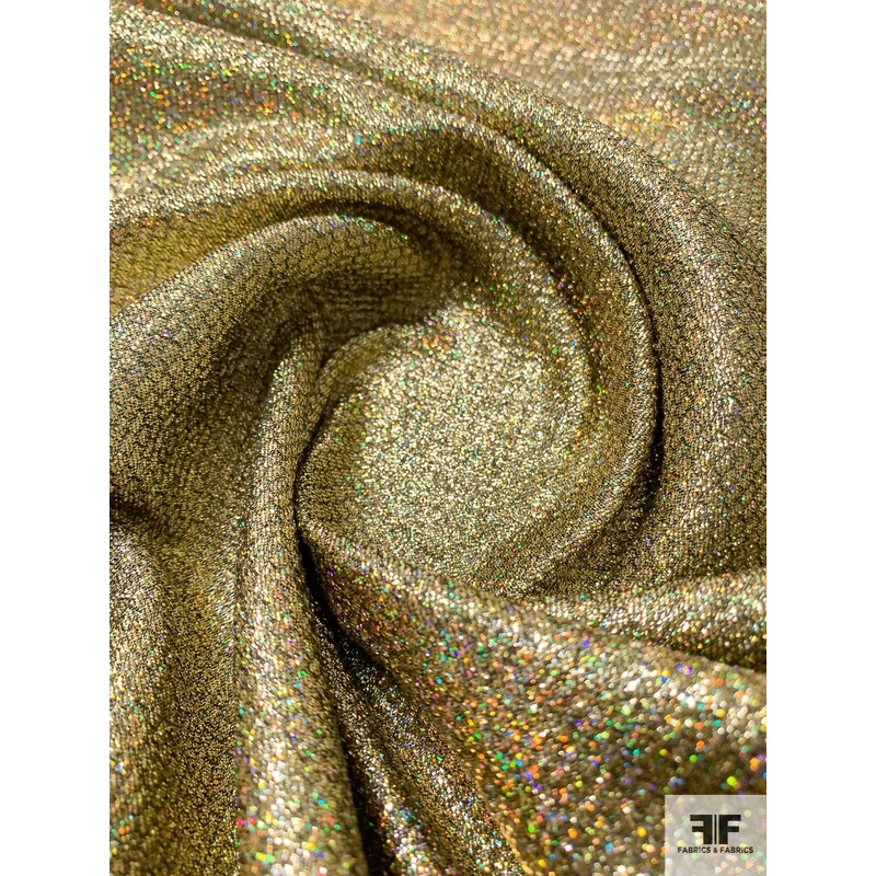 Italian Golden Hologram Lam with Acrylic Felt Backing – Gold Fabric by the Yard