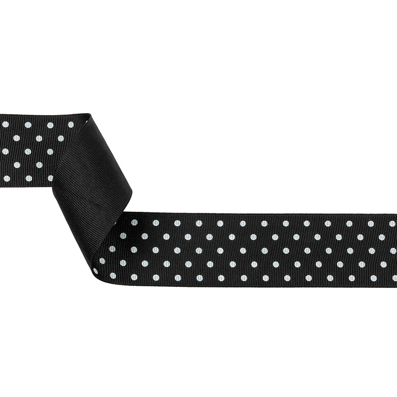 Phantom and White Polka Dots Grosgrain Ribbon – 1.625″