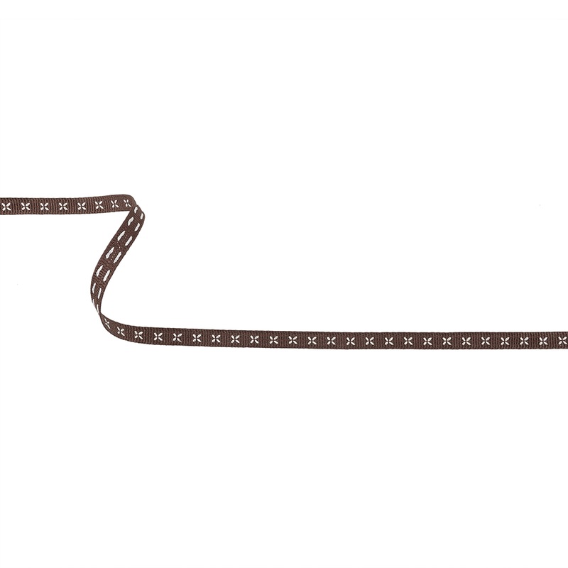 Puce Grosgrain Ribbon with Blanc de Blanc Stitched Flowers – 0.25″