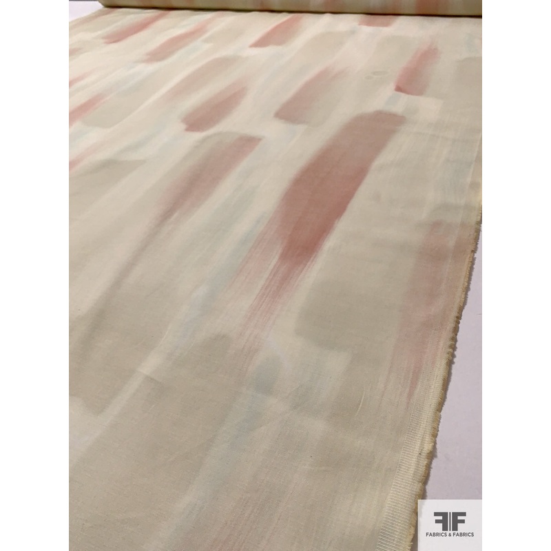 Soft Brushstroke Printed Stretch Cotton Twill – Earth Tones Fabric by the Yard