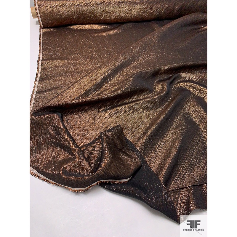 Italian Diagonal Striped Lam – Copper / Black Fabric by the Yard