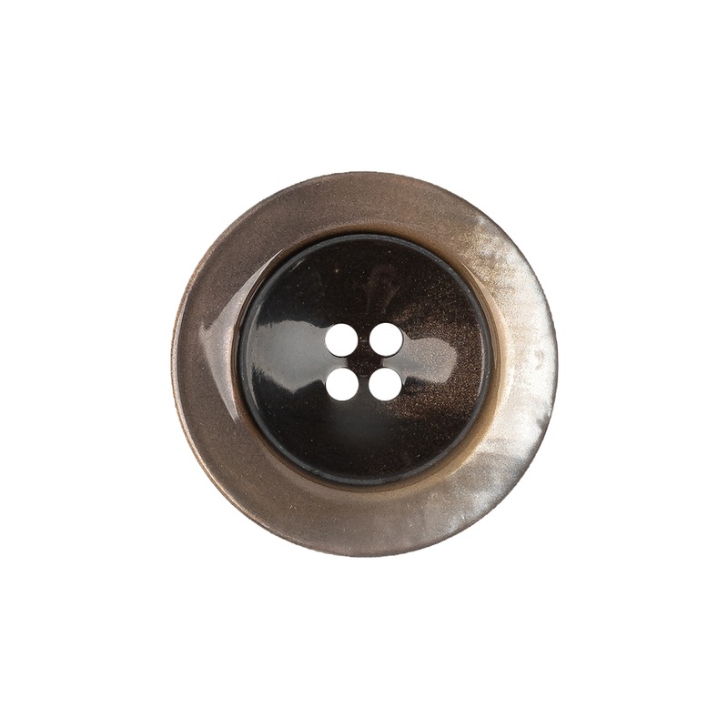 Beige and Brownie Iridescent 4-Hole Plastic Dish Button – 36L/23mm