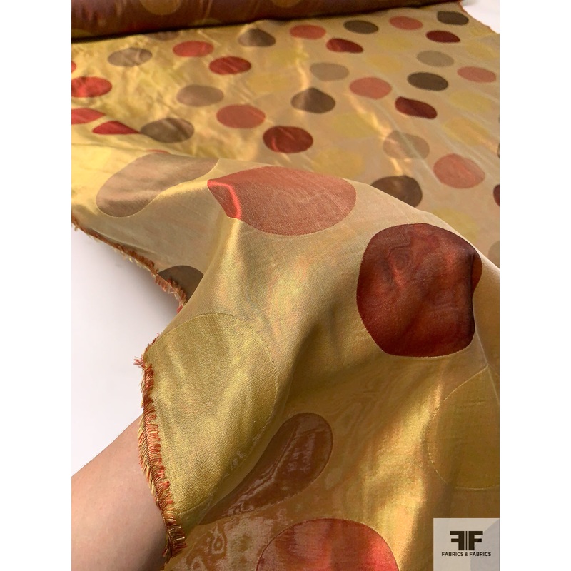 Circle Pattern 2-Ply Double Sided Light Taffeta Organza – Copper / Antique Gold Fabric by the Yard