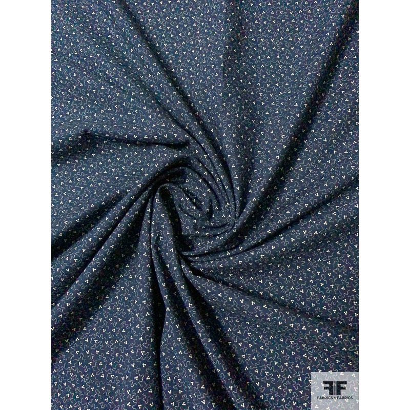 Ditsy Graphic Printed Cotton Poplin – Navy / Cream Fabric by the Yard